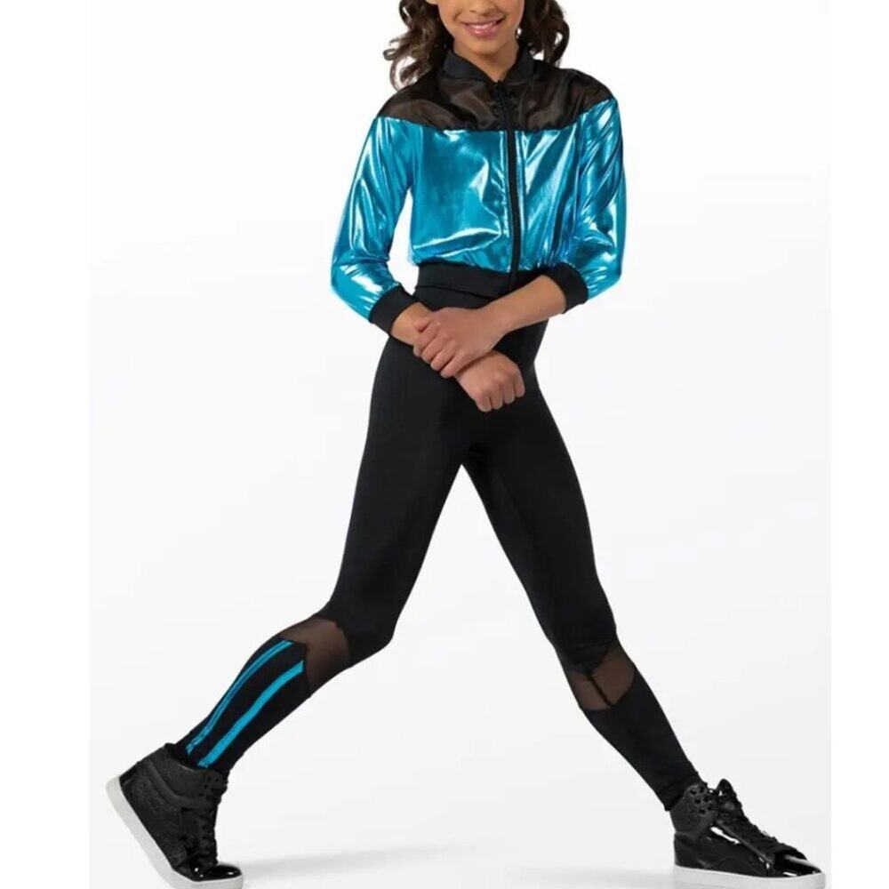 NWOT Weissman Showtime Girl's As Long As You Love Me Dance Costume in Blue Black